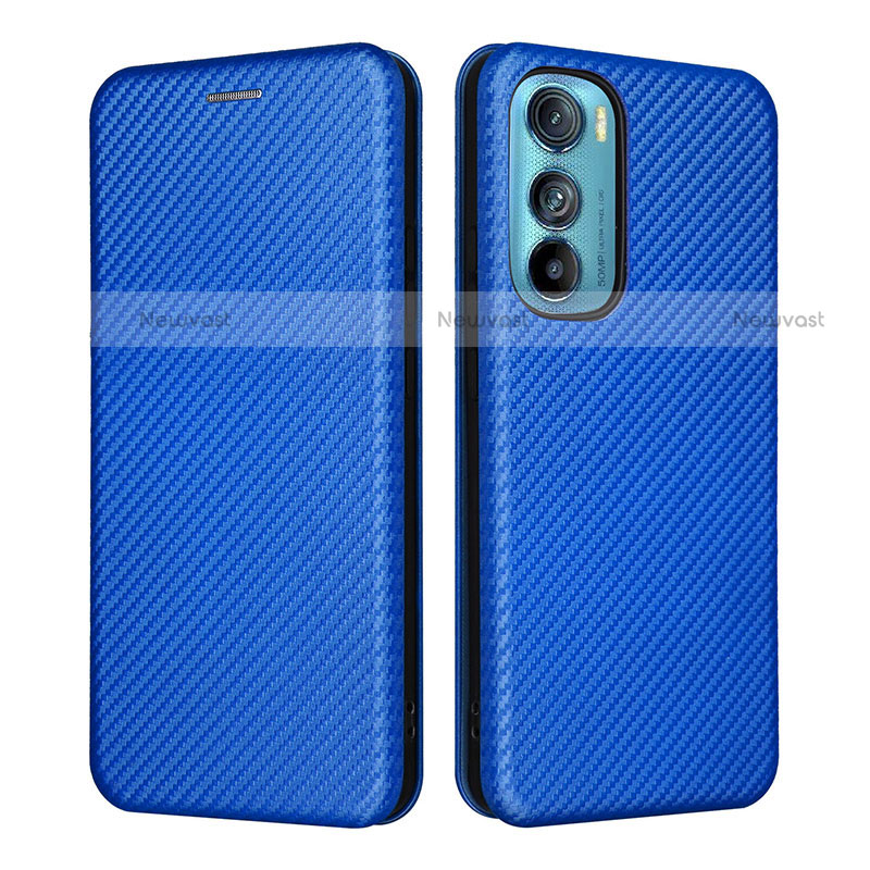 Leather Case Stands Flip Cover Holder L02Z for Motorola Moto Edge 30 5G Blue