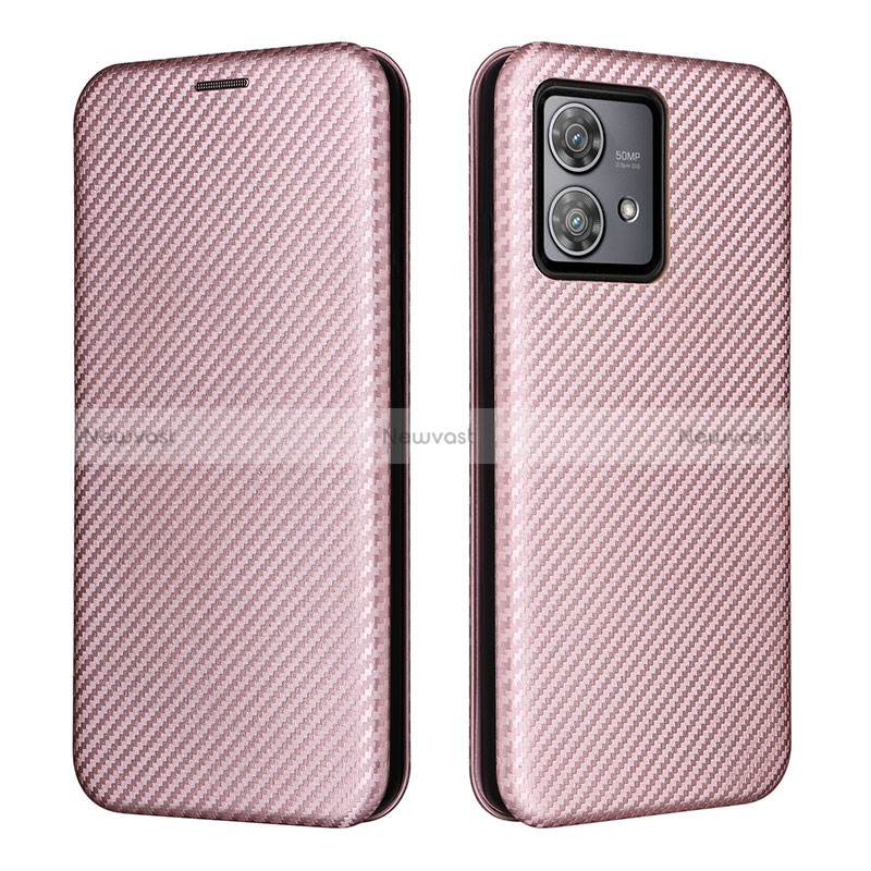 Leather Case Stands Flip Cover Holder L02Z for Motorola Moto Edge 40 Neo 5G Rose Gold