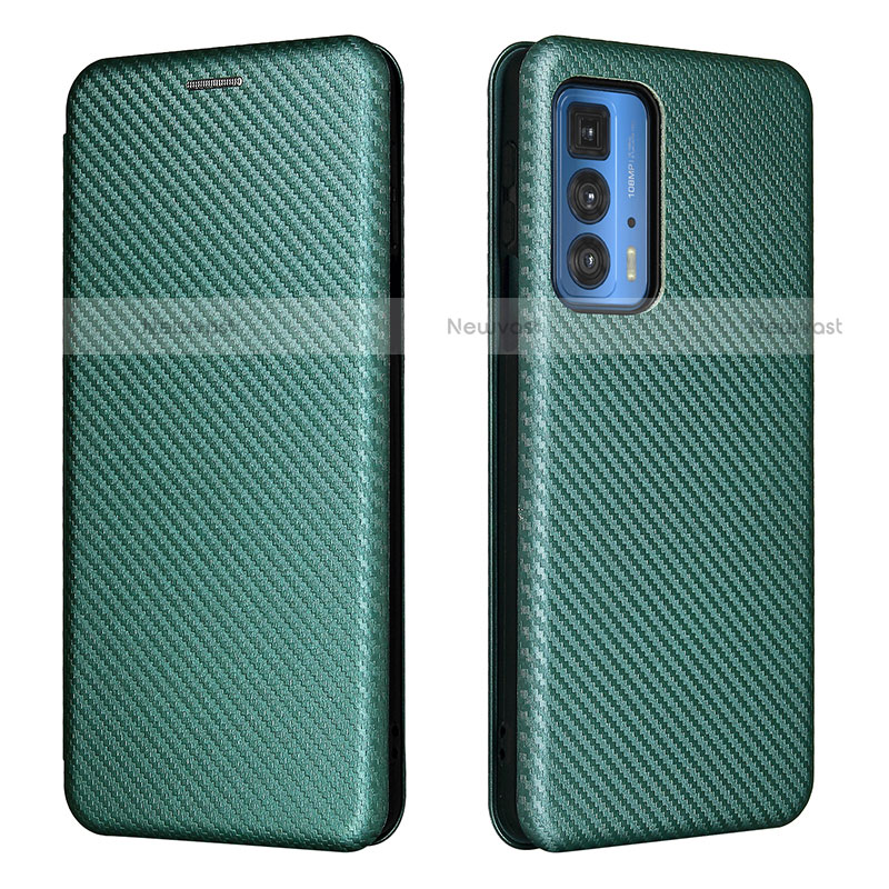 Leather Case Stands Flip Cover Holder L02Z for Motorola Moto Edge S Pro 5G Green