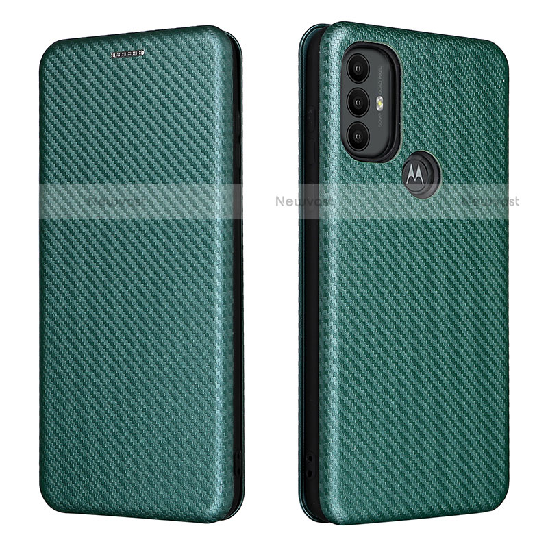 Leather Case Stands Flip Cover Holder L02Z for Motorola Moto G Play (2023) Green