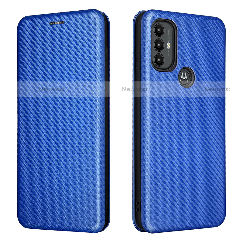 Leather Case Stands Flip Cover Holder L02Z for Motorola Moto G Power (2022) Blue