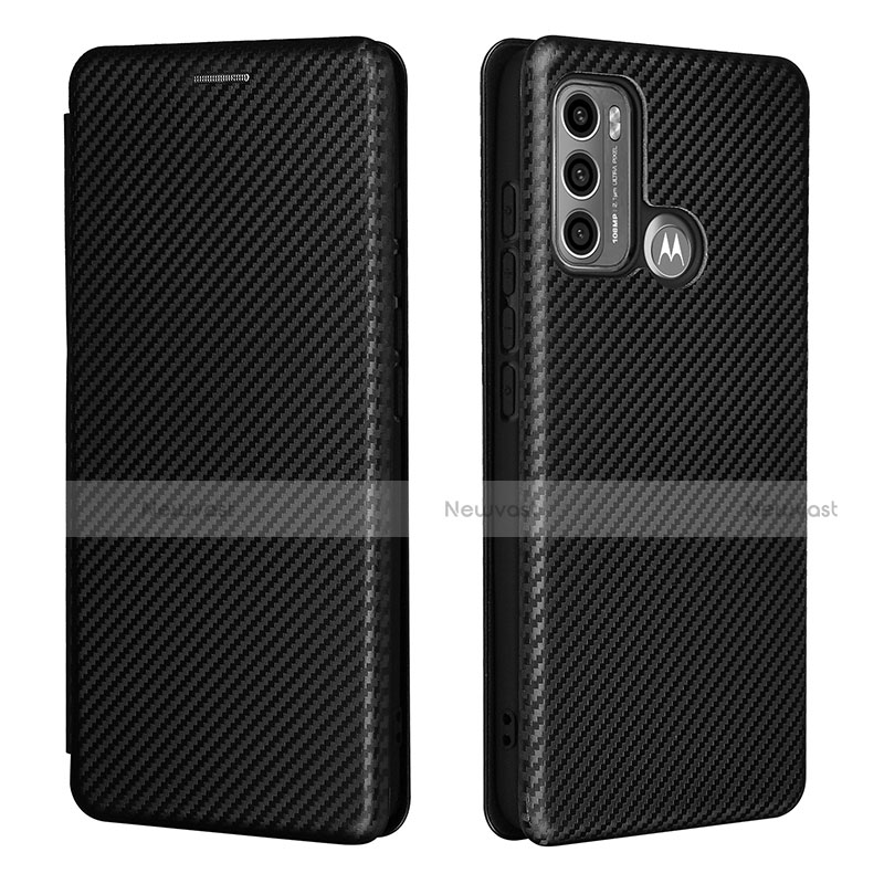 Leather Case Stands Flip Cover Holder L02Z for Motorola Moto G40 Fusion Black