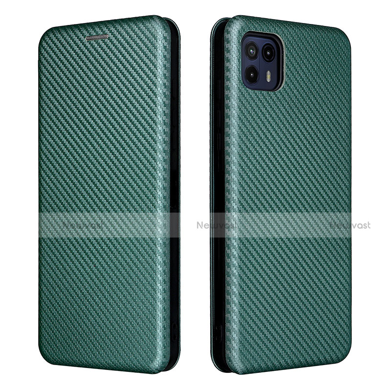 Leather Case Stands Flip Cover Holder L02Z for Motorola Moto G50 5G Green