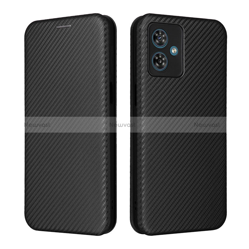 Leather Case Stands Flip Cover Holder L02Z for Motorola Moto G54 5G Black