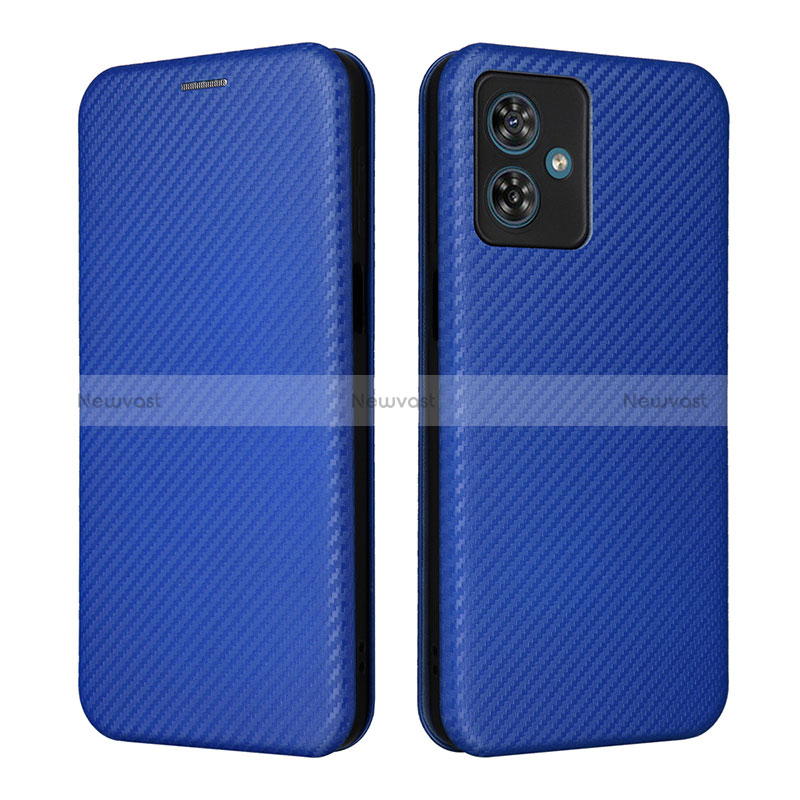 Leather Case Stands Flip Cover Holder L02Z for Motorola Moto G54 5G Blue