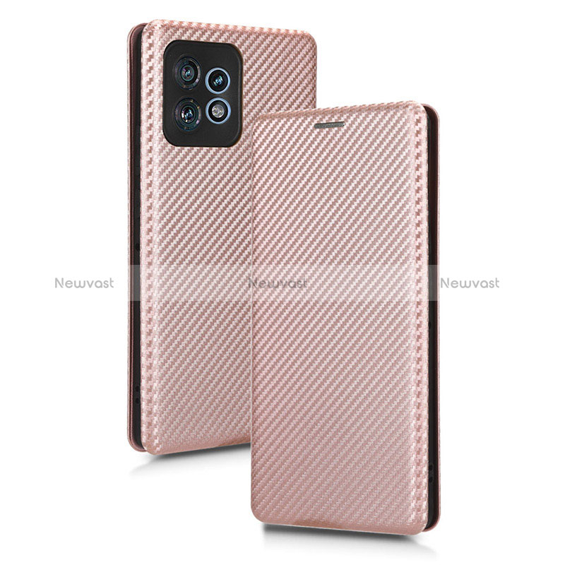 Leather Case Stands Flip Cover Holder L02Z for Motorola Moto X40 5G Rose Gold