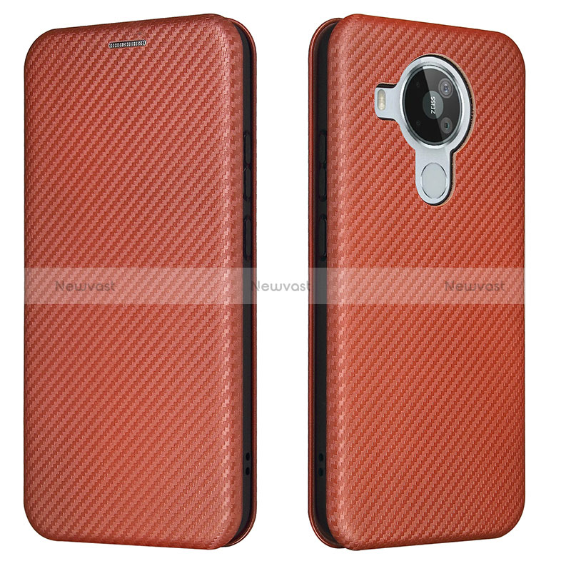 Leather Case Stands Flip Cover Holder L02Z for Nokia 7.3 Brown
