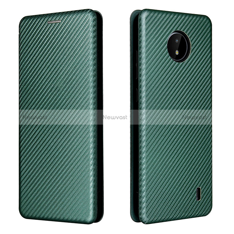 Leather Case Stands Flip Cover Holder L02Z for Nokia C20 Green