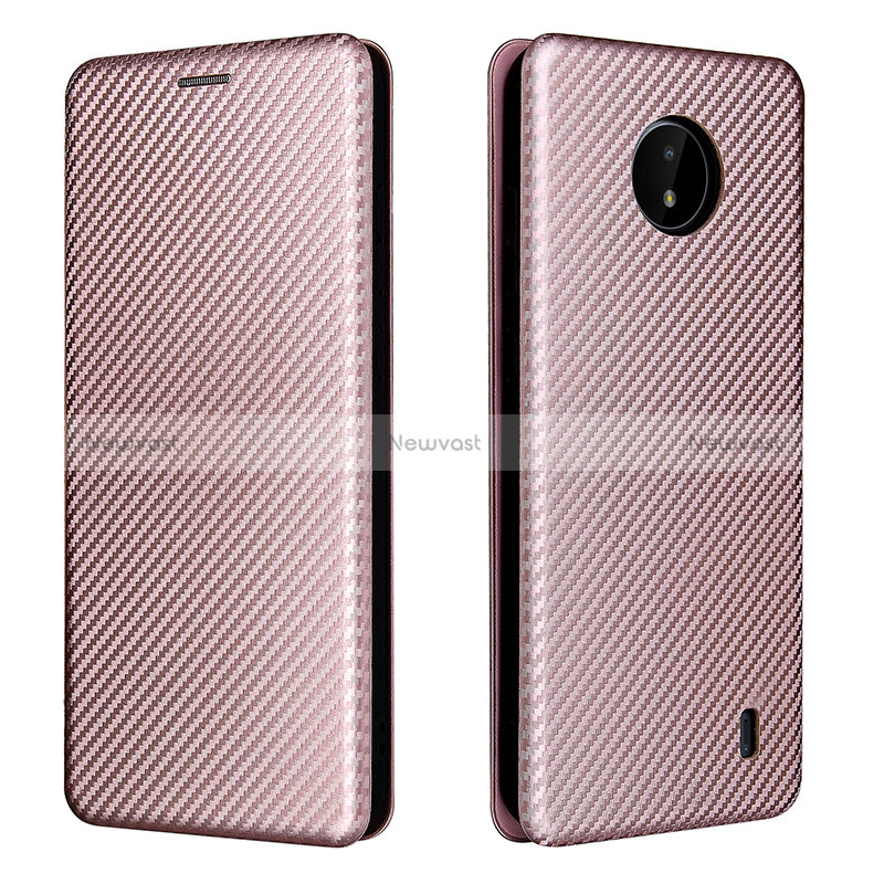 Leather Case Stands Flip Cover Holder L02Z for Nokia C20 Rose Gold