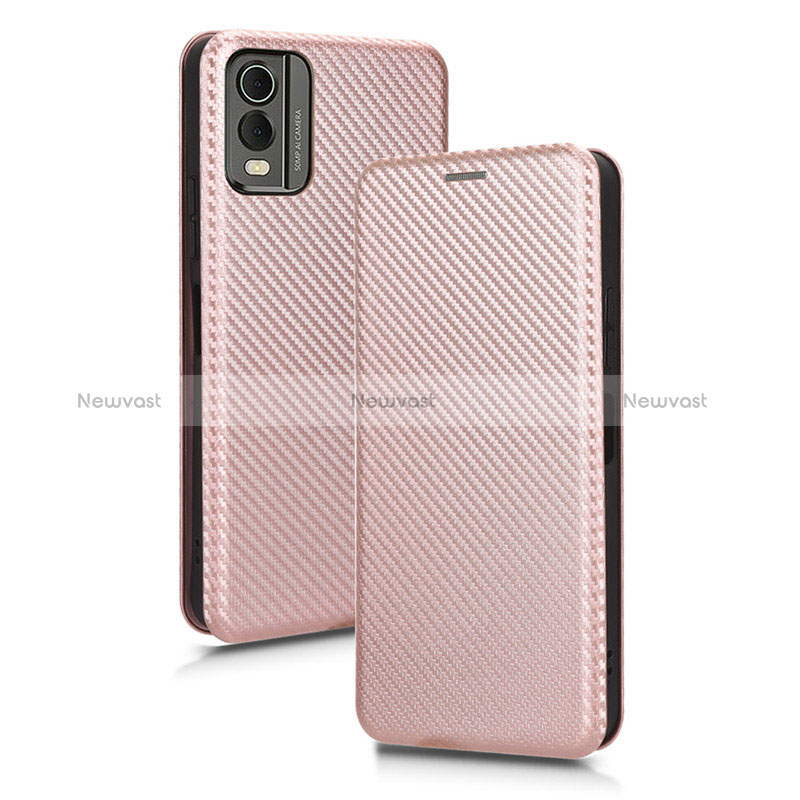 Leather Case Stands Flip Cover Holder L02Z for Nokia C210 Rose Gold