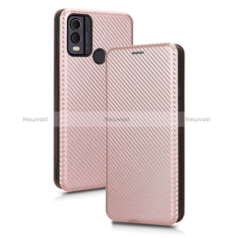 Leather Case Stands Flip Cover Holder L02Z for Nokia C22 Rose Gold