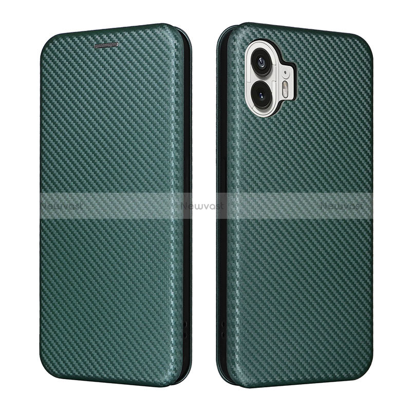 Leather Case Stands Flip Cover Holder L02Z for Nothing Phone 2 Green