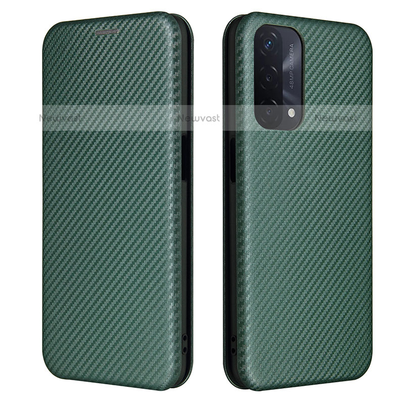 Leather Case Stands Flip Cover Holder L02Z for Oppo A93 5G Green