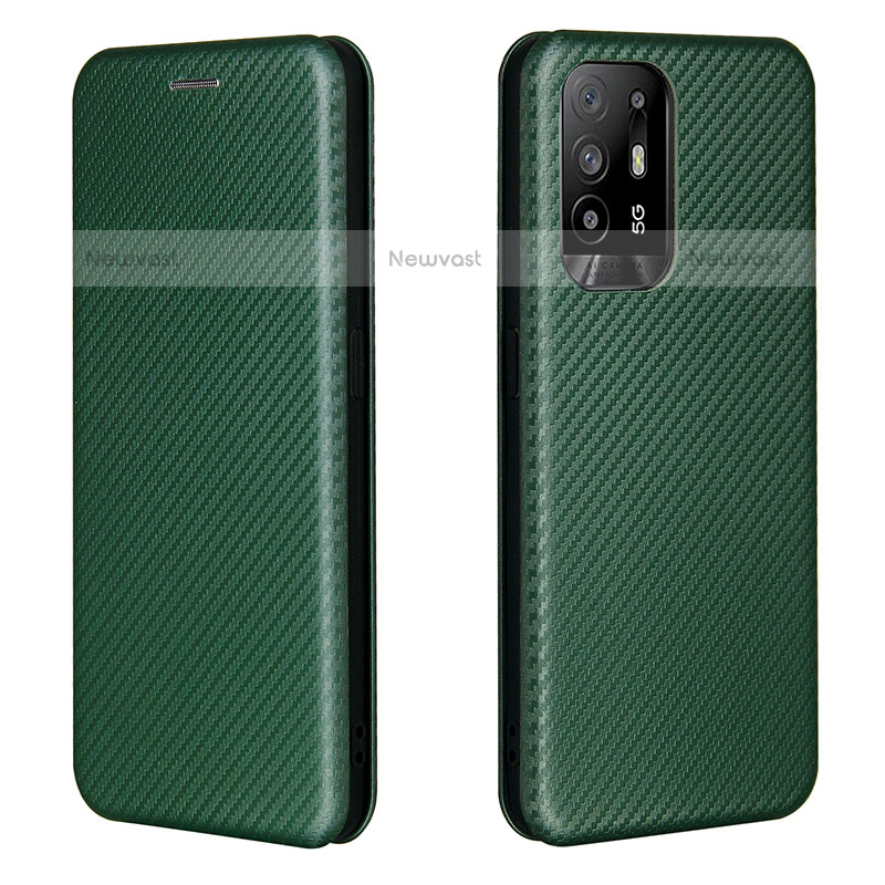 Leather Case Stands Flip Cover Holder L02Z for Oppo A94 5G Green