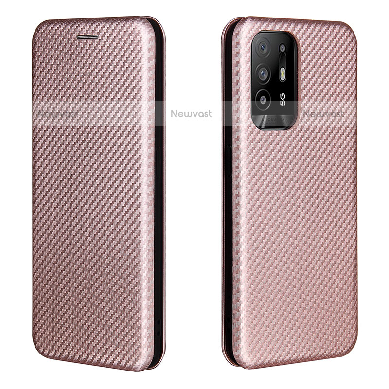 Leather Case Stands Flip Cover Holder L02Z for Oppo A94 5G Rose Gold