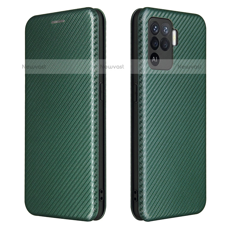 Leather Case Stands Flip Cover Holder L02Z for Oppo F19 Pro Green