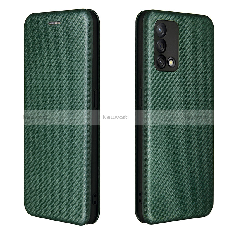 Leather Case Stands Flip Cover Holder L02Z for Oppo F19s Green