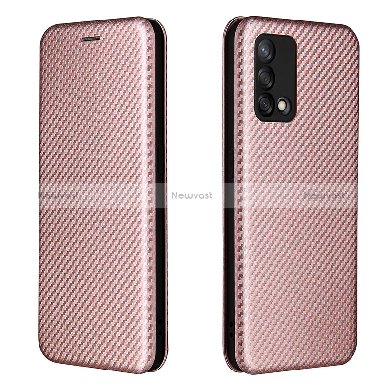 Leather Case Stands Flip Cover Holder L02Z for Oppo F19s Rose Gold