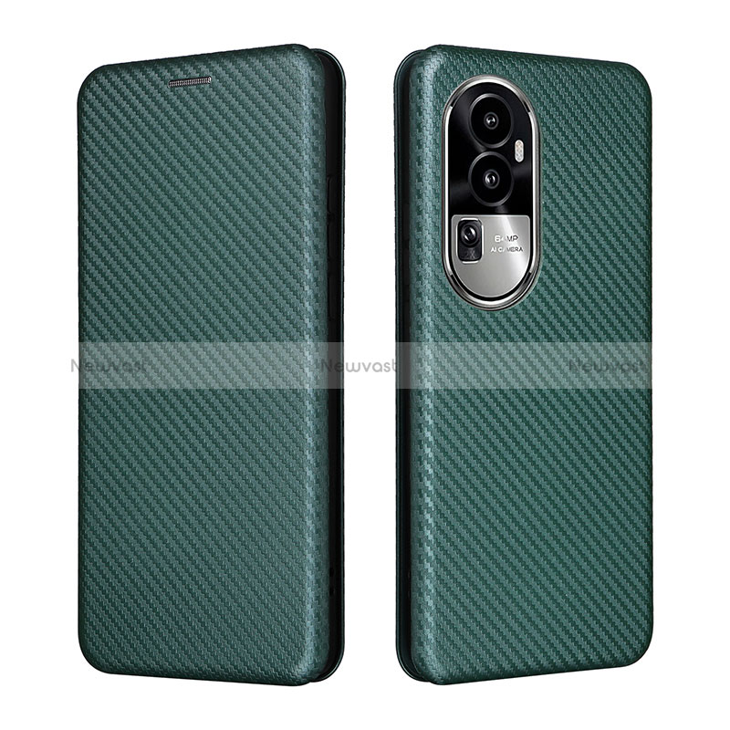 Leather Case Stands Flip Cover Holder L02Z for Oppo Reno10 Pro+ Plus 5G Green