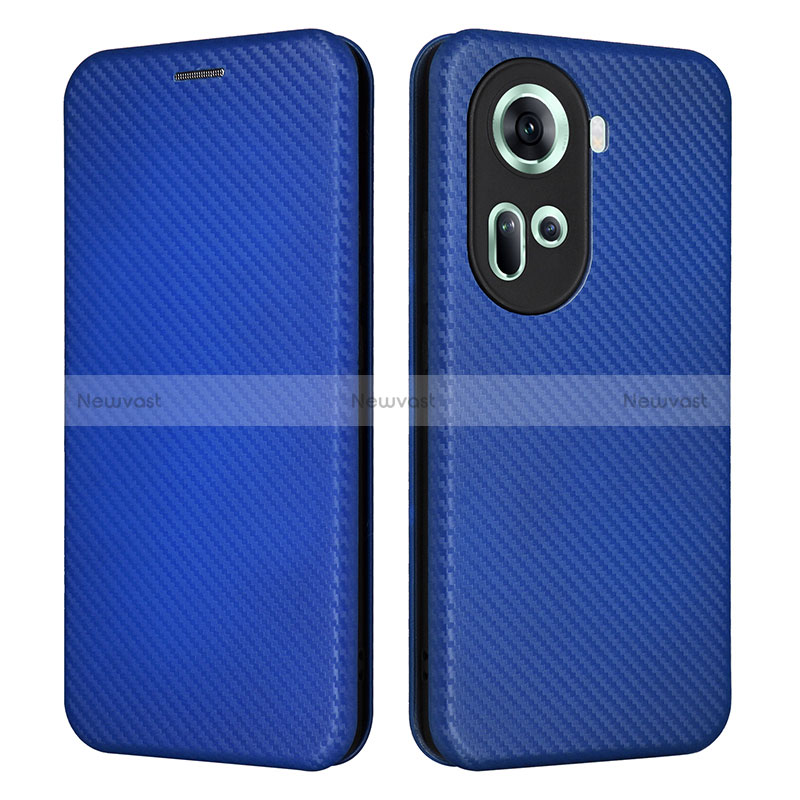 Leather Case Stands Flip Cover Holder L02Z for Oppo Reno11 5G Blue