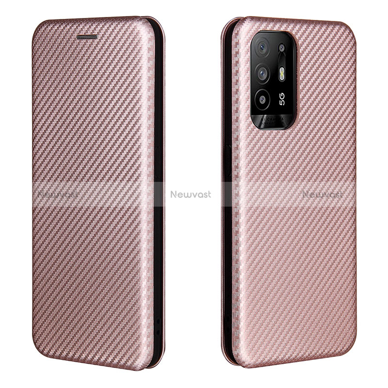 Leather Case Stands Flip Cover Holder L02Z for Oppo Reno5 Z 5G Rose Gold