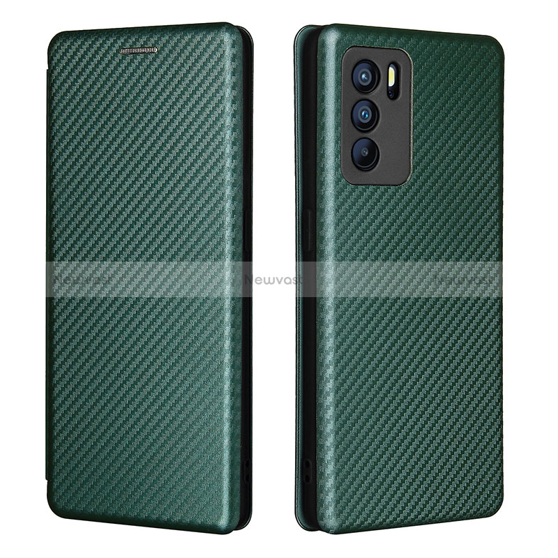 Leather Case Stands Flip Cover Holder L02Z for Oppo Reno6 Pro 5G India Green