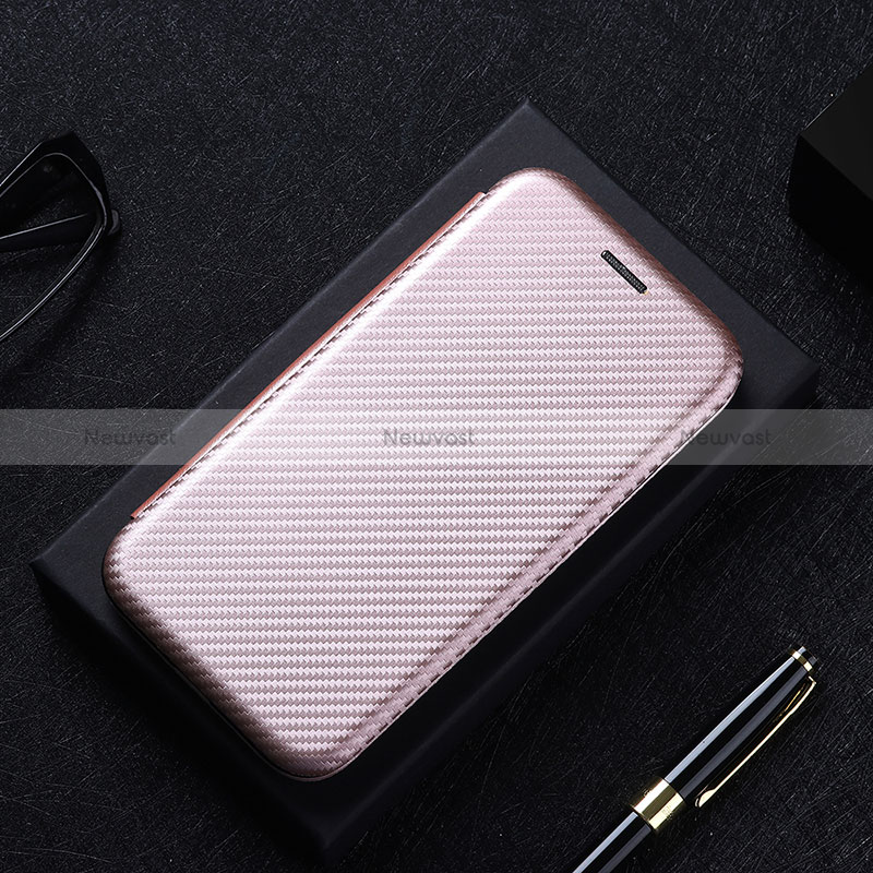 Leather Case Stands Flip Cover Holder L02Z for Realme GT2 Pro 5G Rose Gold