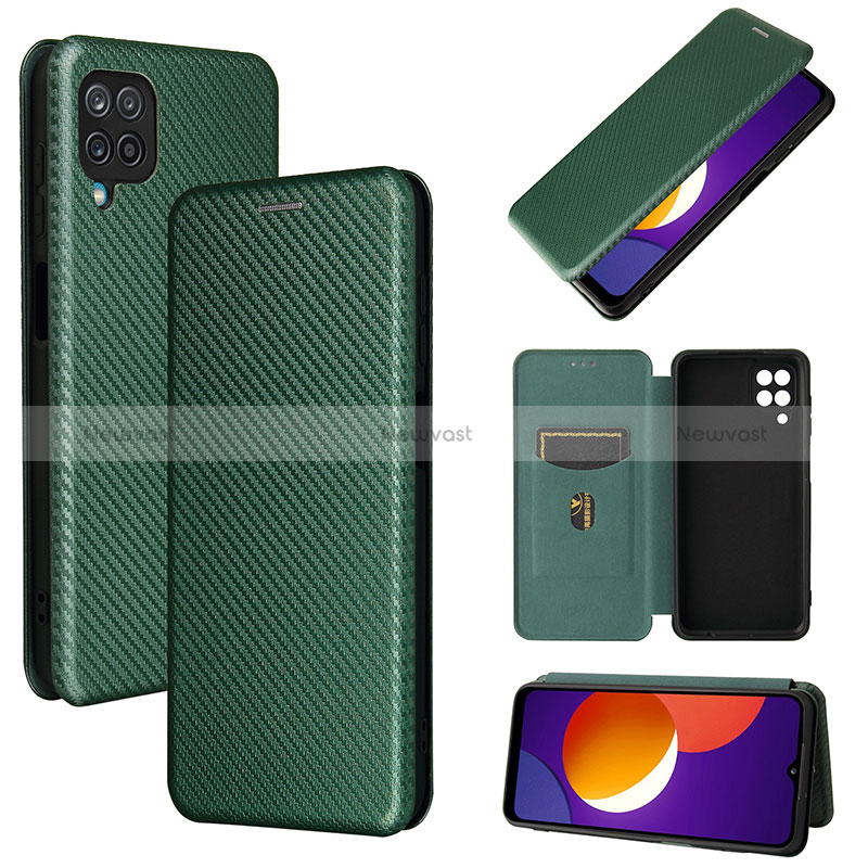 Leather Case Stands Flip Cover Holder L02Z for Samsung Galaxy A12 Nacho Green