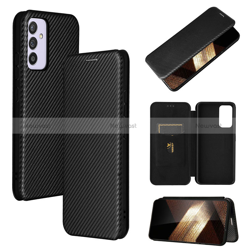 Leather Case Stands Flip Cover Holder L02Z for Samsung Galaxy A15 5G Black