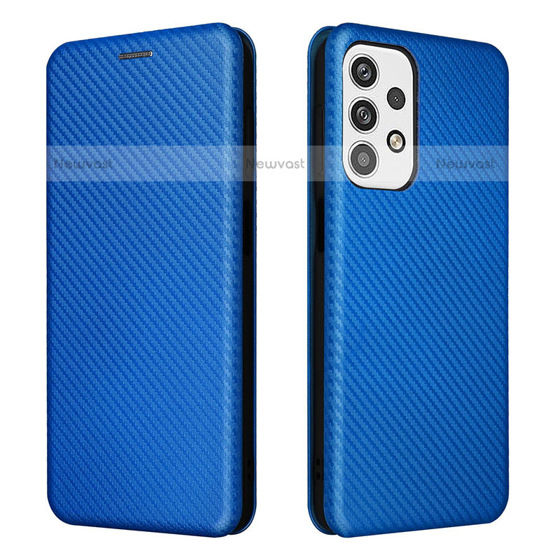 Leather Case Stands Flip Cover Holder L02Z for Samsung Galaxy A23 5G Blue