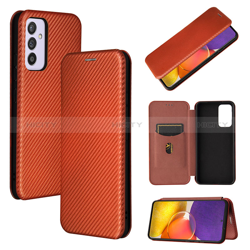 Leather Case Stands Flip Cover Holder L02Z for Samsung Galaxy A24 4G Brown