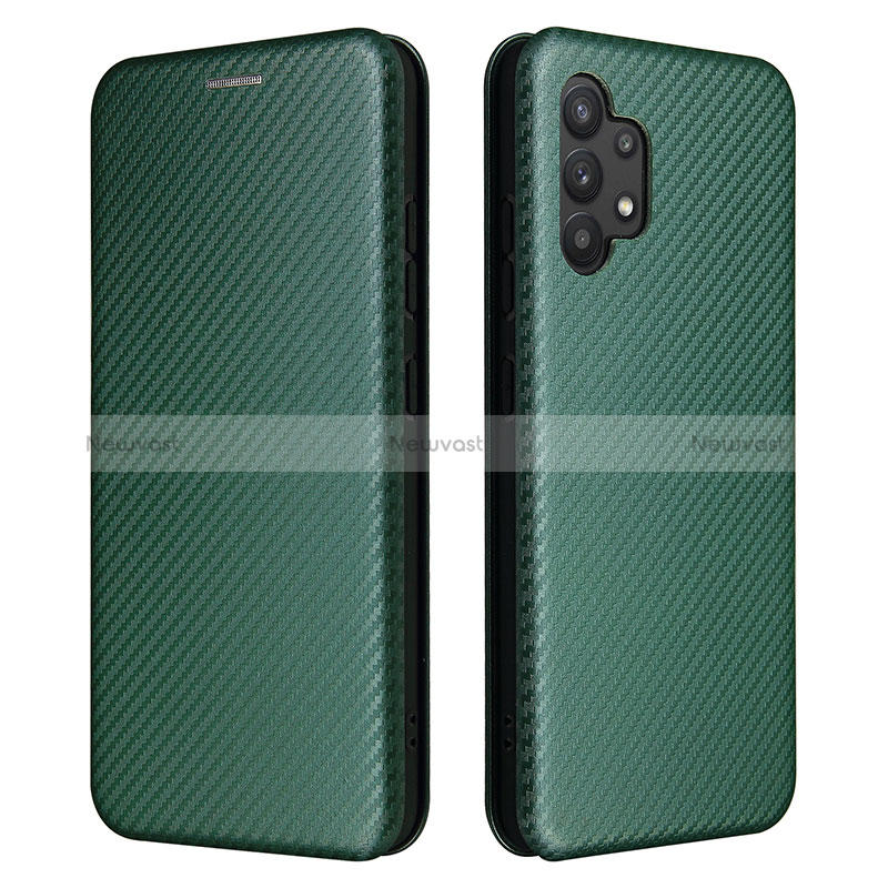 Leather Case Stands Flip Cover Holder L02Z for Samsung Galaxy A32 4G Green