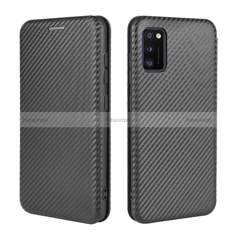 Leather Case Stands Flip Cover Holder L02Z for Samsung Galaxy A41 Black