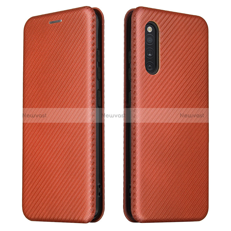 Leather Case Stands Flip Cover Holder L02Z for Samsung Galaxy A41 SC-41A Brown