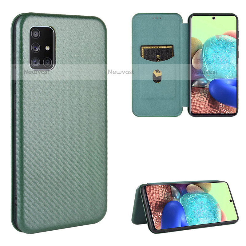 Leather Case Stands Flip Cover Holder L02Z for Samsung Galaxy A51 4G Green