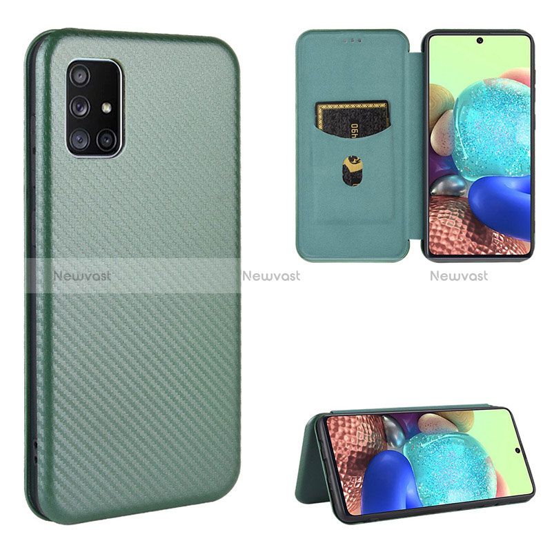 Leather Case Stands Flip Cover Holder L02Z for Samsung Galaxy A51 5G Green