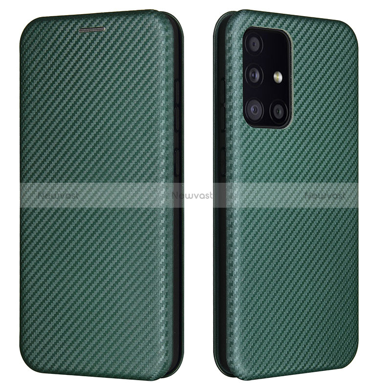 Leather Case Stands Flip Cover Holder L02Z for Samsung Galaxy A52 4G Green