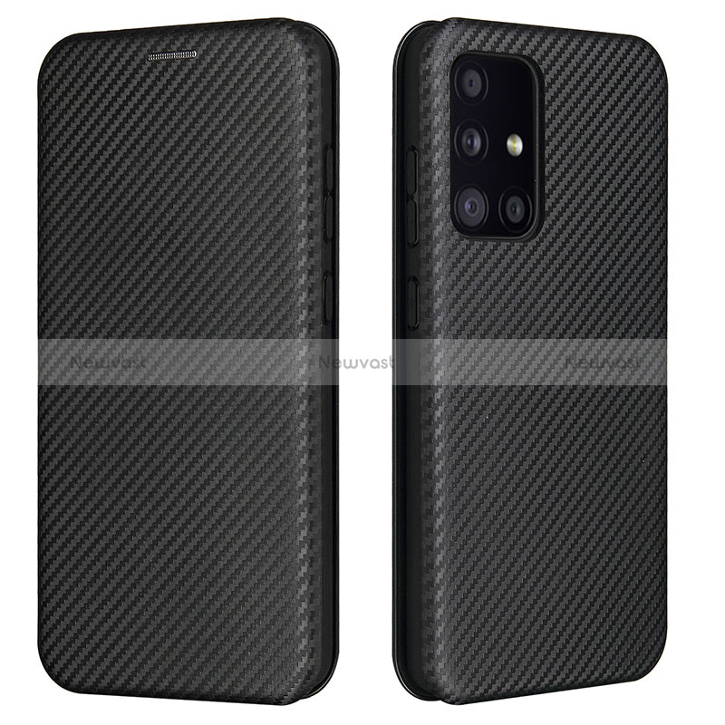 Leather Case Stands Flip Cover Holder L02Z for Samsung Galaxy A52s 5G Black