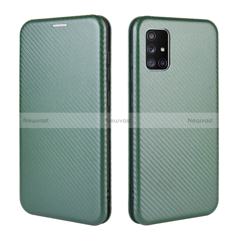 Leather Case Stands Flip Cover Holder L02Z for Samsung Galaxy A71 5G Green