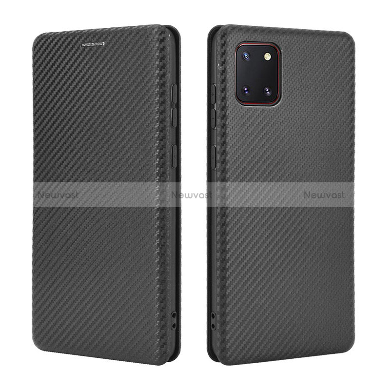 Leather Case Stands Flip Cover Holder L02Z for Samsung Galaxy A81 Black