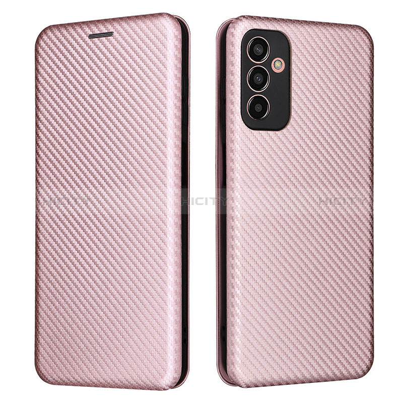 Leather Case Stands Flip Cover Holder L02Z for Samsung Galaxy F13 4G Rose Gold