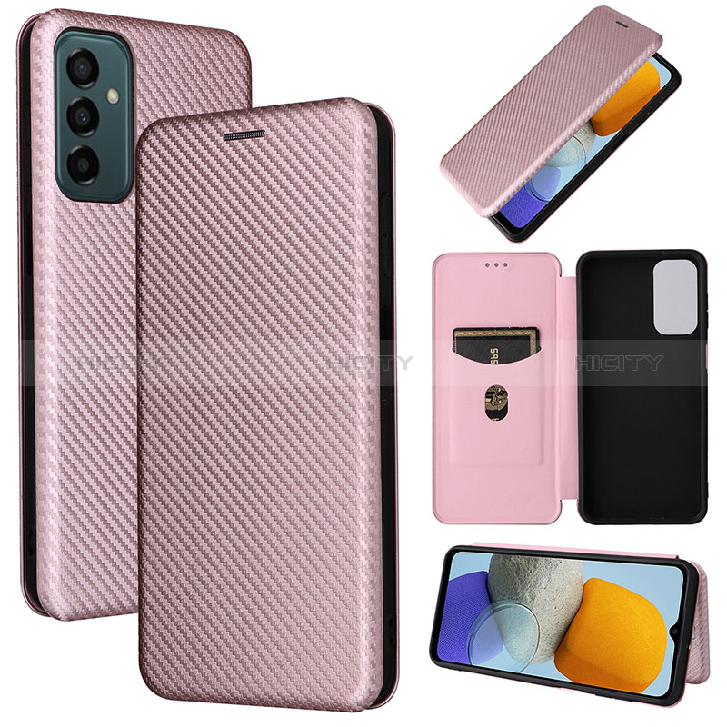 Leather Case Stands Flip Cover Holder L02Z for Samsung Galaxy F23 5G Rose Gold