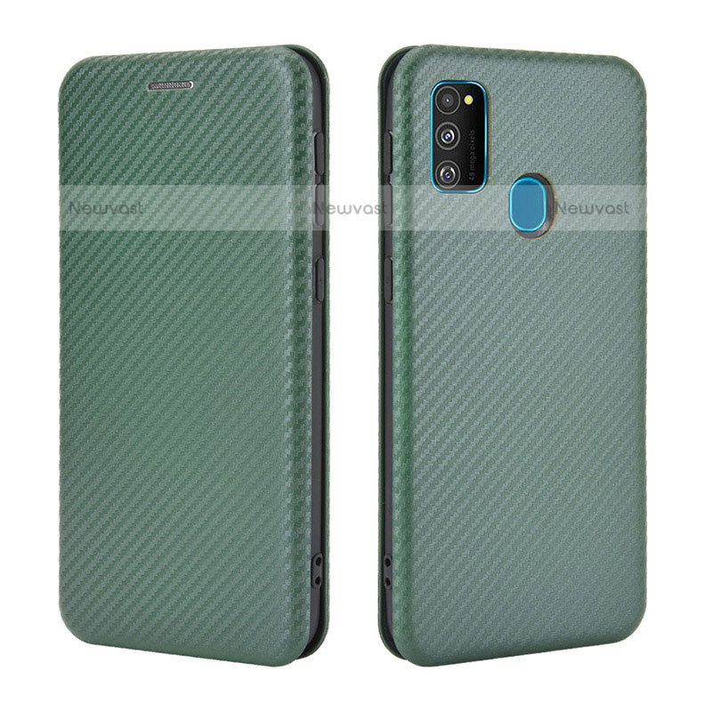 Leather Case Stands Flip Cover Holder L02Z for Samsung Galaxy M30s Green