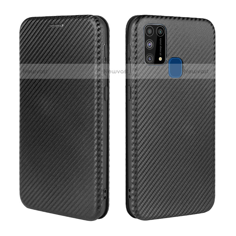 Leather Case Stands Flip Cover Holder L02Z for Samsung Galaxy M31 Black