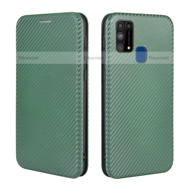 Leather Case Stands Flip Cover Holder L02Z for Samsung Galaxy M31 Green