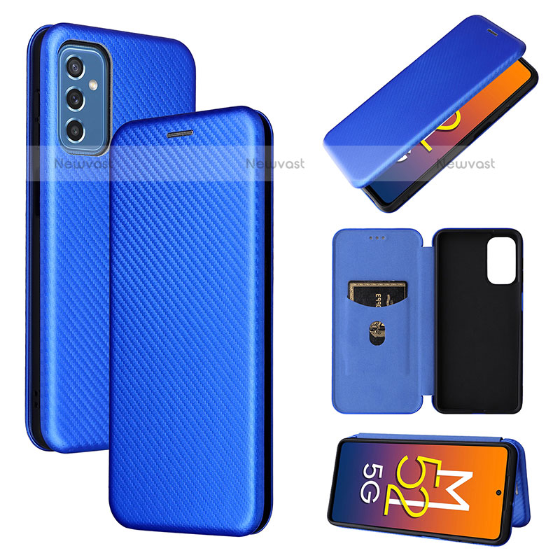 Leather Case Stands Flip Cover Holder L02Z for Samsung Galaxy M52 5G Blue
