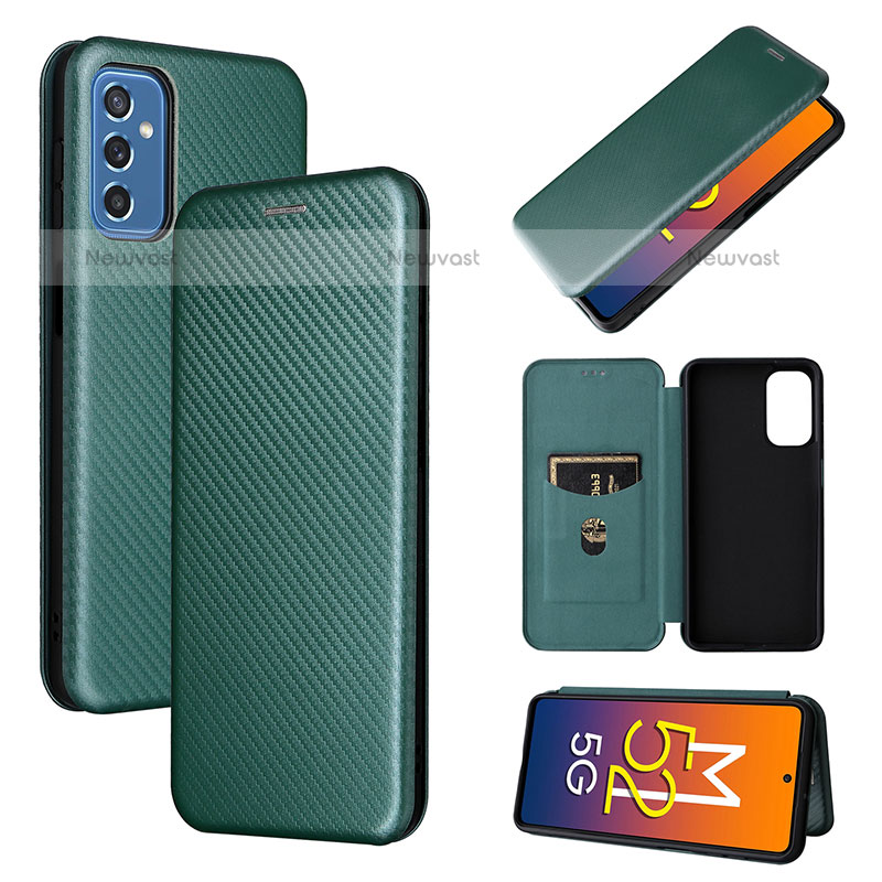 Leather Case Stands Flip Cover Holder L02Z for Samsung Galaxy M52 5G Green