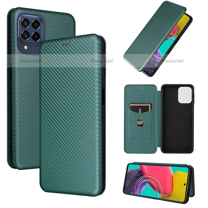 Leather Case Stands Flip Cover Holder L02Z for Samsung Galaxy M53 5G Green