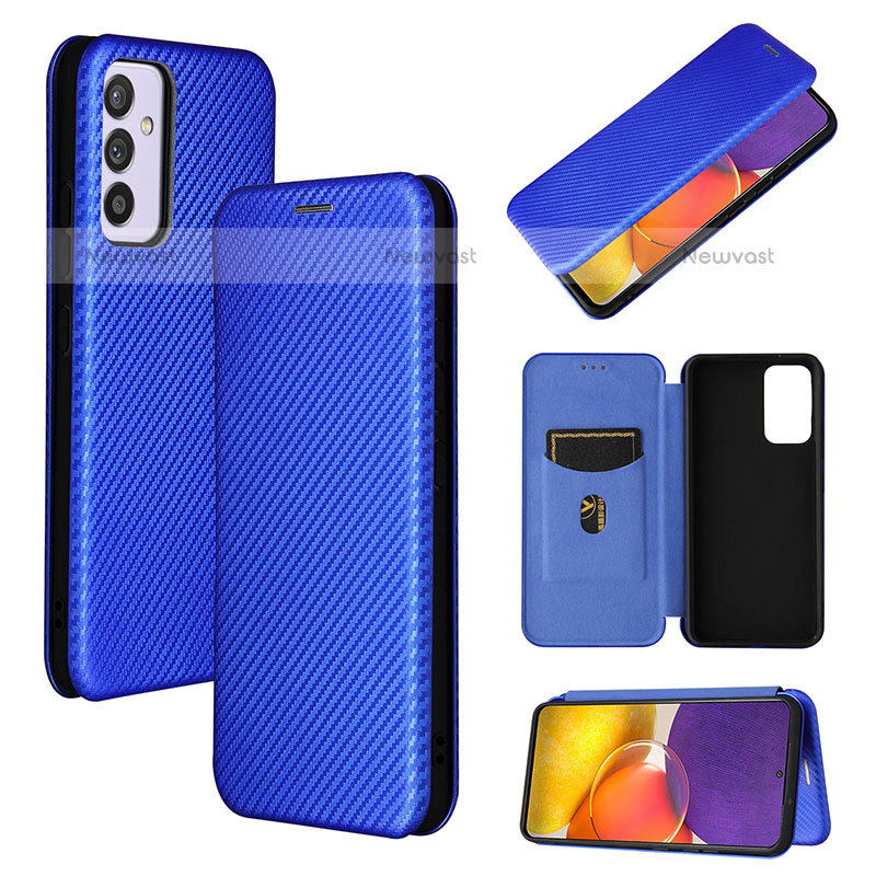 Leather Case Stands Flip Cover Holder L02Z for Samsung Galaxy Quantum2 5G Blue