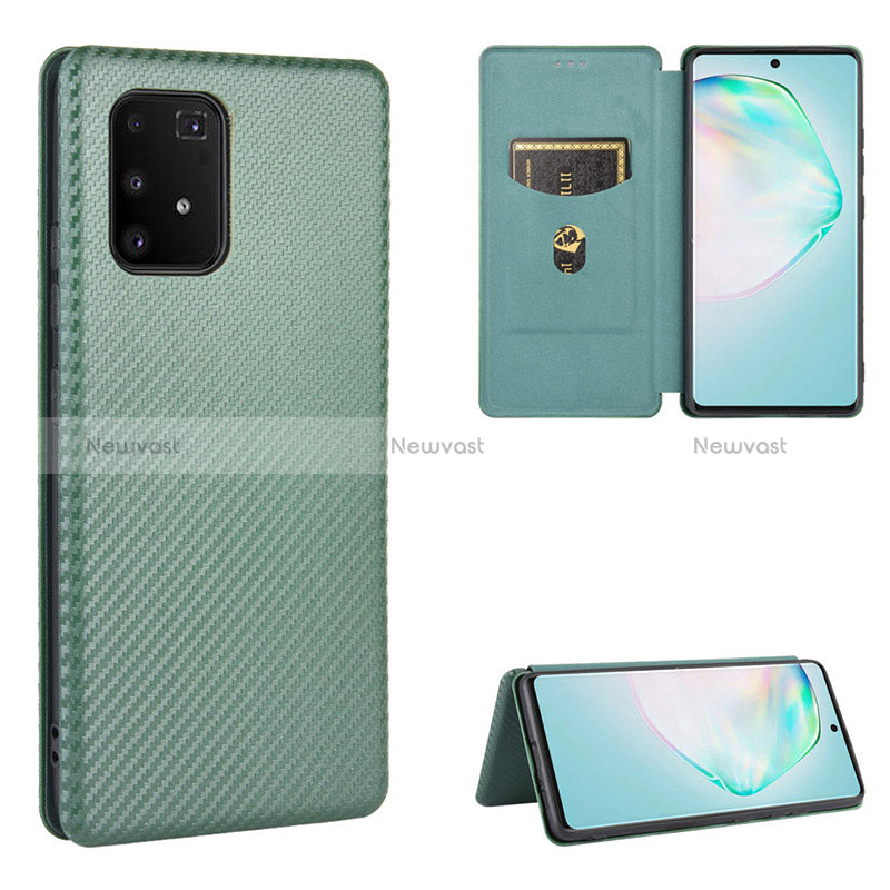 Leather Case Stands Flip Cover Holder L02Z for Samsung Galaxy S10 Lite Green